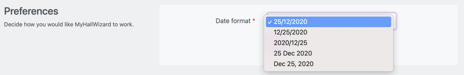 Date Format setting