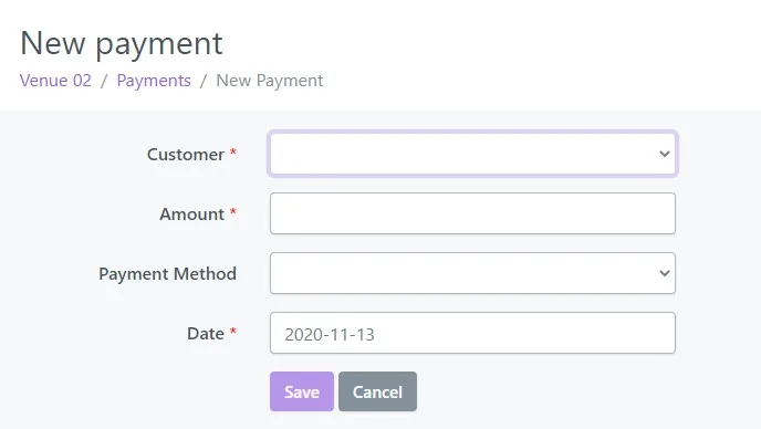 New Payment form
