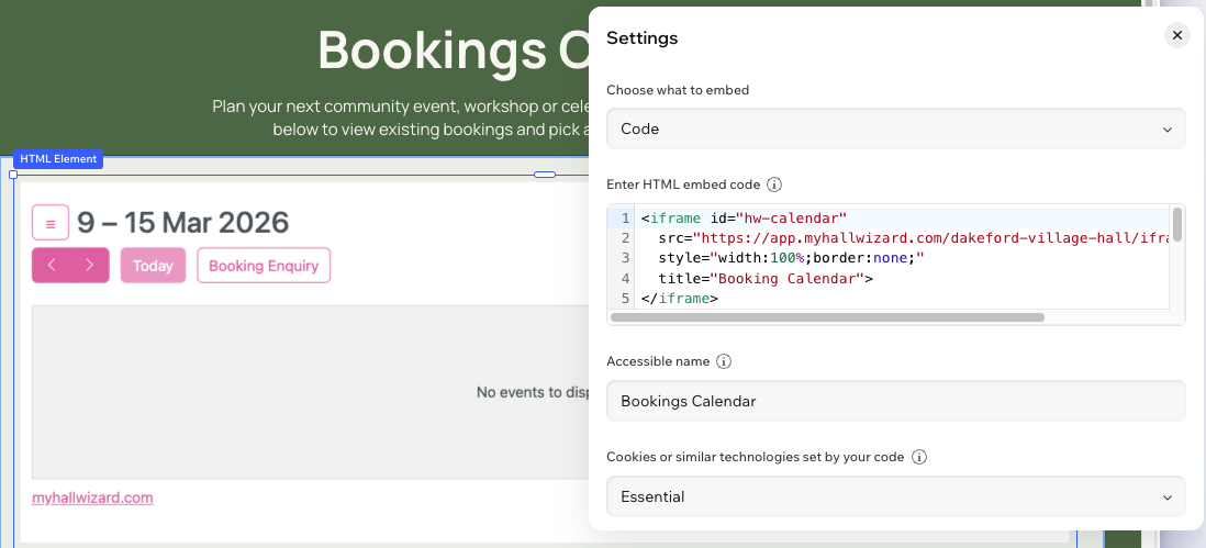 Embedding code in Wix